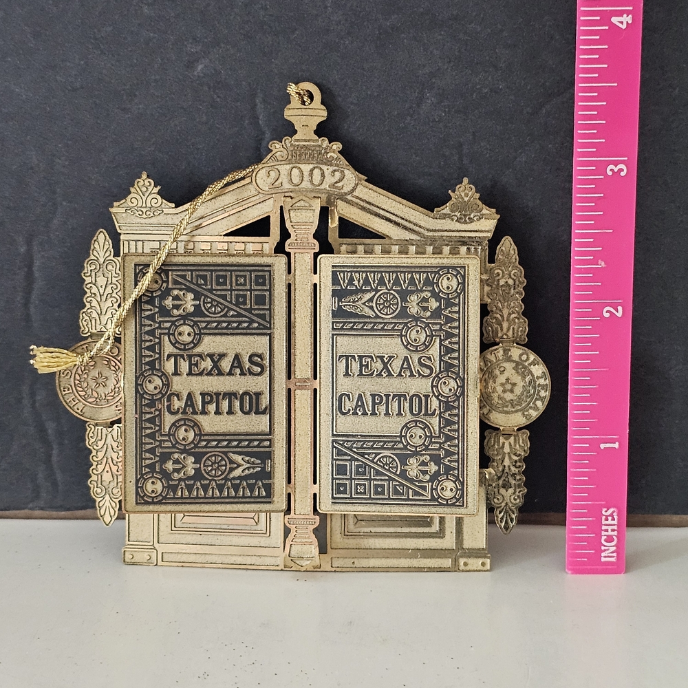Vintage 2000s Texas Capitol Brass Ornaments Set Of 3 - Picture 7 of 10